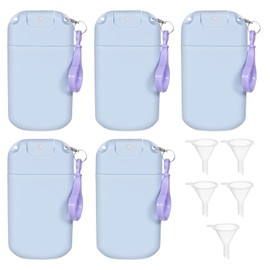 uxcell 5 Pcs Mini Card Spray Bottles, 30ml Fine Spray Bottle Refillable Perfume Mist Container Travel Empty Bottles with Hook and Funnel for Perfume, Essential Oil and Cosmetics (Purple)