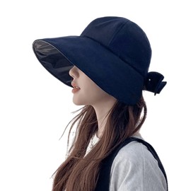 Thawr Cap, Hat, Women's, Sun Protection, UV Protection, Back Ribbon Cap, Bowknot Cap, Deep Cap, UV Protection, Large Brim, Size Adjustable, Breathable, Small Facial Effect, Large Size, Outdoor,