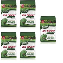 Scotts Turf Builder Lawn Food, 12.5 lb. - Lawn Fertilizer Feeds and Strengthens Grass to Protect Against Future Problems - Build Deep Roots - Apply to Any Grass Type - Covers 5,000 sq. ft. - 5 Pack