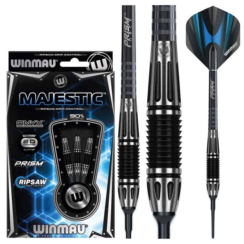 WINMAU Majestic Tungsten Softip Darts Set 20g with Prism Flights