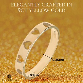 Citerna Women's 9 ct Yellow Gold Heart Ring, Gold,Size - H