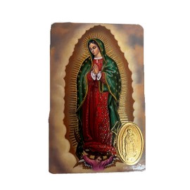 Our Lady of Guadalupe Holy Card with Medal and Prayer on Back (5-Pack)