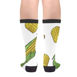 Sigouyinei Ripe Corn Corns Cob With Without Leaves Food Casual Funny Funky Novelty Socks For Men Women