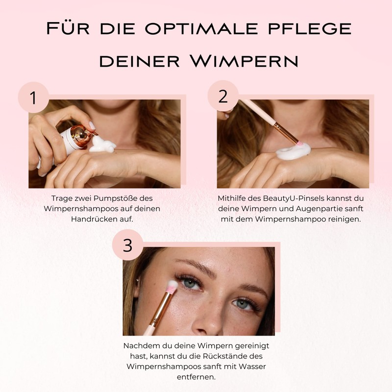 BeautyU® Eyelash Shampoo Sensitive with Cleaning Brush I Eyelash Shampoo