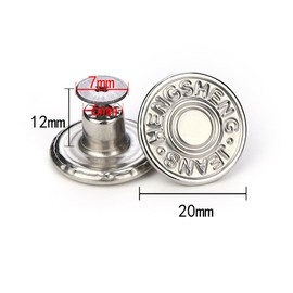20 Sets Adjustable Buttons for Jeans, 20mm No Sew Instant Metal Buttons, Removable Jean Buttons Replacement Repair Kit with Threads Rivets and Screwdriver (Silver)