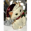 BETSEY JOHNSON ADORABLE WHITE ENAMEL CHRISTMAS KITTY CAT WITH STOCKING