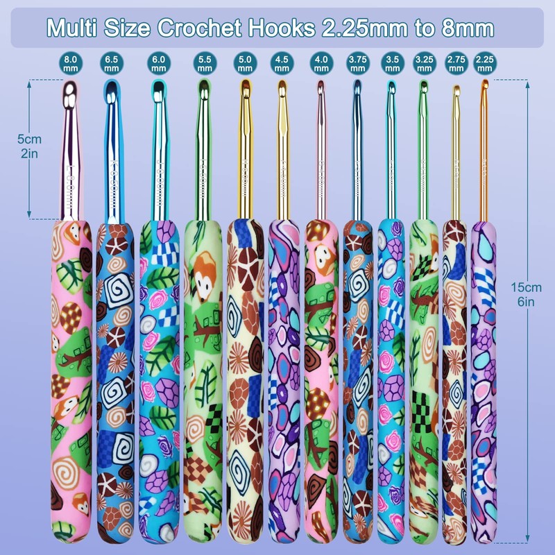 Aeelike Pretty Patterned Crochet Hooks Set, Metal Crochet Hooks with