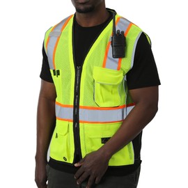 sesafety Safety Vest with 9 Pockets, High Visibility Reflective Vest, Security Vest, Work Vests for Men, ANSI/ISEA Class 2 Type R