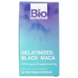 Bio Nutrition Maca Negro Gelatinizado, Salt Free, 60 Veggie Capsules (Pack of 1)