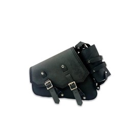 Motorcycle Solo bag, Water-Resistant Leather, Quick Release Buckles, Bottle Holder, Black