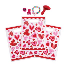 Baker Ross FX505 Heart Party Bags - Pack of 10 Valentine Party Bags Multipack for Kids
