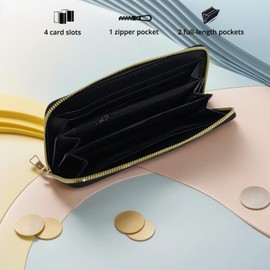 DSRGRGFDJ Leather Wallet for Women,Large Capacity RFID Blocking Clutch,Zip Around Purse with 8 Card Slots,Bill Compartments Coin Pocket-Cute Dolphin