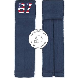 Player Number Football Towel Navy Blue w/USA American Flag Number - Customize Your Number (87)