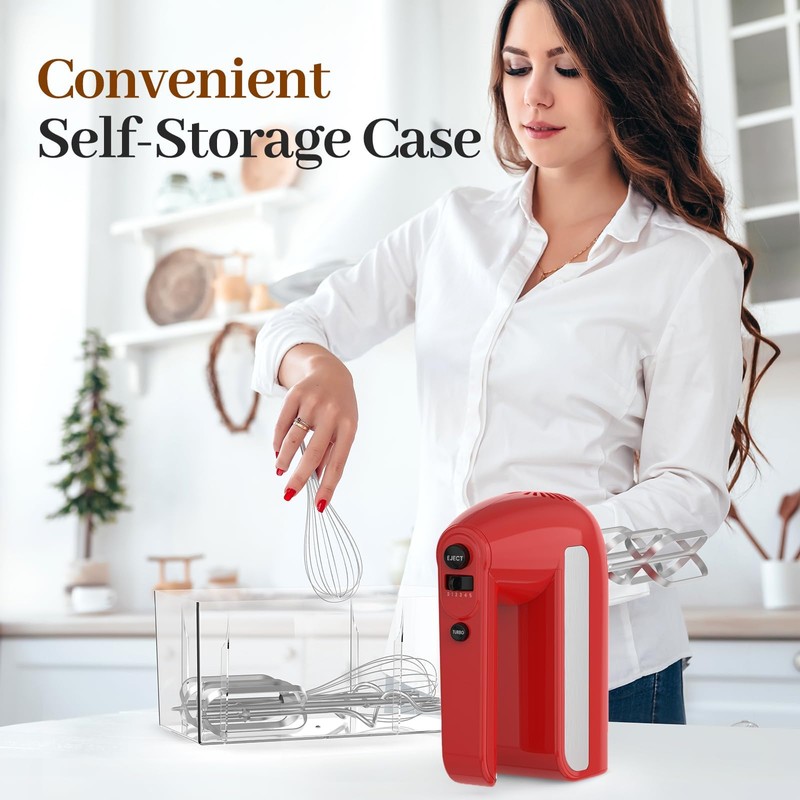 5-Speed Electric Hand Mixer, 800W Handheld Mixer with Turbo for