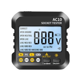 Jasfyee Outlet Tester Receptacle Detector 90-250V, Protable Socket Tester, Mains Outlet Testerwith LCD Display Rcd GFCI Plug Tester for Socket Test Safety Inspections, (AMZ-SQ-4407480)