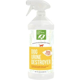 Only Natural Pet Enzyme Powered Stain & Odor Eliminator - Professional Pet Urine Pee Cleaner Deodorizer for Dogs - Hardwood Floors Carpets Upholstery - Eucalyptus & Rosemary Scent - 32Floz - 2 Pack