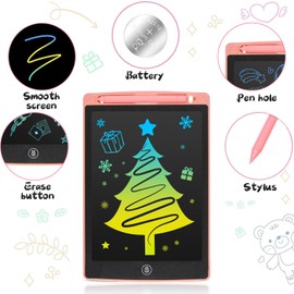 LCD Writing Board Toy for Children 12.5 Inches, Pack of 2 Painting Board, LCD Writing Board for Children, Toy for Children, Colourful Doodles, Gifts for 3-8 Year Old Girls Boys (Pink Blue)