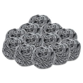 Boardwalk BWK50 Stainless Steel Scrubber, 2 1/2 x 2 3/4, Steel Gray (Case of 12)