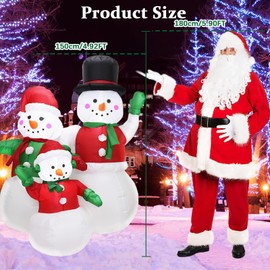 PIPIMOUSE 5 Ft Christmas Inflatables Snowman Family Decoration with Built in LED Lights Blow ups Christmas Snowman Outdoor Decoration, Xmas Inflatable Decor for Lawn Garden Yard and Holiday Party
