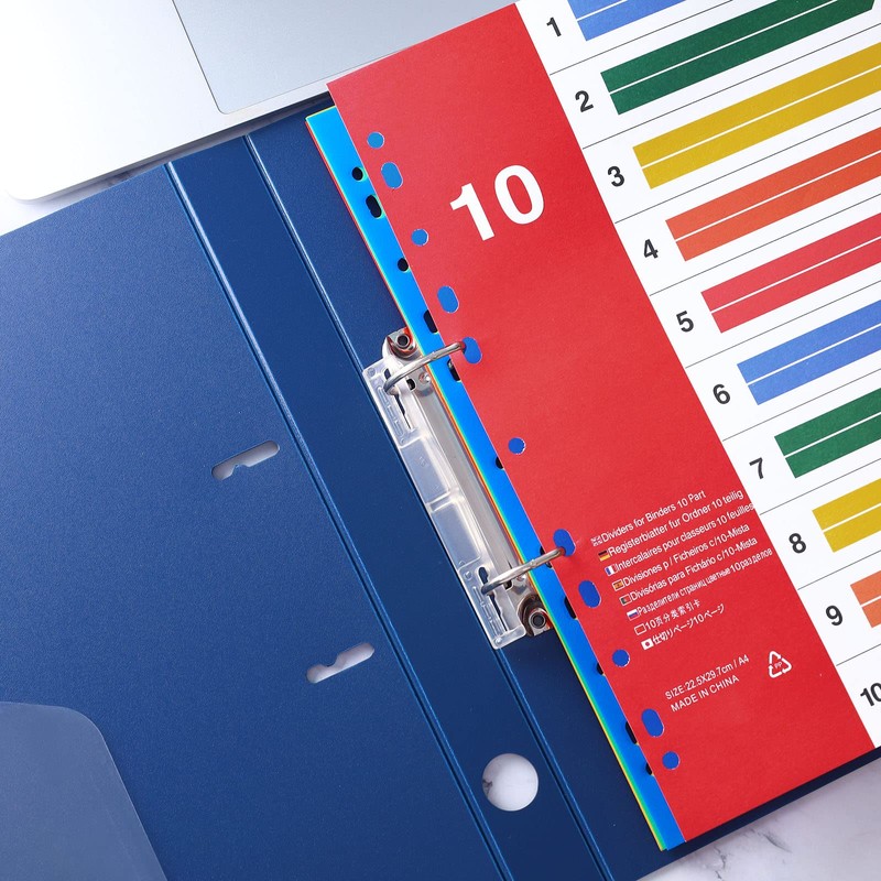 Srvnpioy 10 Pieces A4 Dividers 5 Pieces No.1-10 Index A4