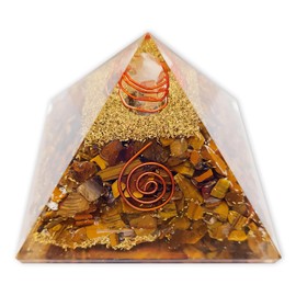 LAMARE - Orgonite Pyramid with Tiger Eye - Energetic Balance and Protection - Positive Energies - Happiness and Wealth - Protection from Bad Energies - 3" (76 mm approx.)