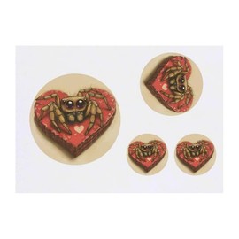 4 x 'Cute Spider on Valentine's Heart Shaped Box' Temporary Tattoos - Water Resistant, Skin-Safe, Non-Toxic Transfers, Mixed Sizes (TO00083772)