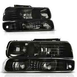AUTOSAVER88 Headlights Assembly Compatible with 1999-2002 Chevy Silverado / 2000-2006 Tahoe Suburban Headlamp with Bumper Lights