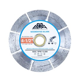 Benchmark Abrasives 4 1/2 Inch Segmented Diamond Blade for Angle Grinder with Steel Core for Cutting Brick Ceramic Tile Granite Marble - 4 1/2 Circular Saw Blades - Concrete Grinding Wheel, 5 Pack