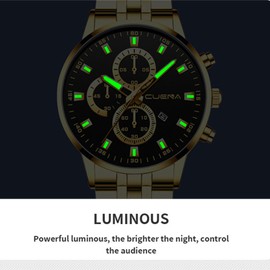 yunanwa 4 Pack Men's Watches Luxury Casual Dress Business Waterproof Military Quartz Wristwatches for Men Stainless Steel Band Gold Black Blue Silver Wholesales Set Assorted (Color A)