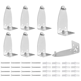 8 Pcs Blind Hold Down Brackets 1.6 Inch Silver Metal Blinds Hooks Bottom Rail Hold Clips Replacement with Screw Mini Blind Brackets for Horizontal Blinds and Windows Shades