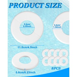 OWMOSYX 8 Pcs Round Escutcheon Plate ABS Plumbing Cover Plates Wall Split Flange Self-Adhesive Tape, Swimming Pool Ladder Cover for 1.9 Inch Inner Diameter Tube