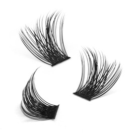 72 Pcs Lash Clusters DIY Eyelash Extension C Curl 14mm Wide Stem Cluster Lashes Individual Lashes Cluster Lashes Wisps Reusable Professional Makeup for Self-application (Volume Style C 14mm)