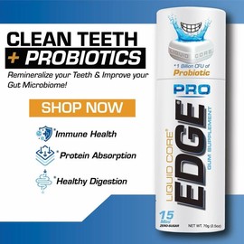 LIQUID CORE EDGE PRO Gum Supplement -  with hydroxyapatite, xylitol, Immune Health, Protein Absorption & Healthy Digestion - No Gluten, Vegan, Low Sodium, Mint - Bubblegum, Snack - Specification: 8-Piece Tube