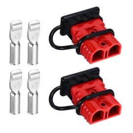 MECCANIXITY Battery Power Connector with Dust Cover,175A 1/0AWG,2AWG,4AWG Wire Harness Plug Connector Battery Quick Connect/Disconnect Jumper Cable Plug for Winch Auto Car,Red,2Set