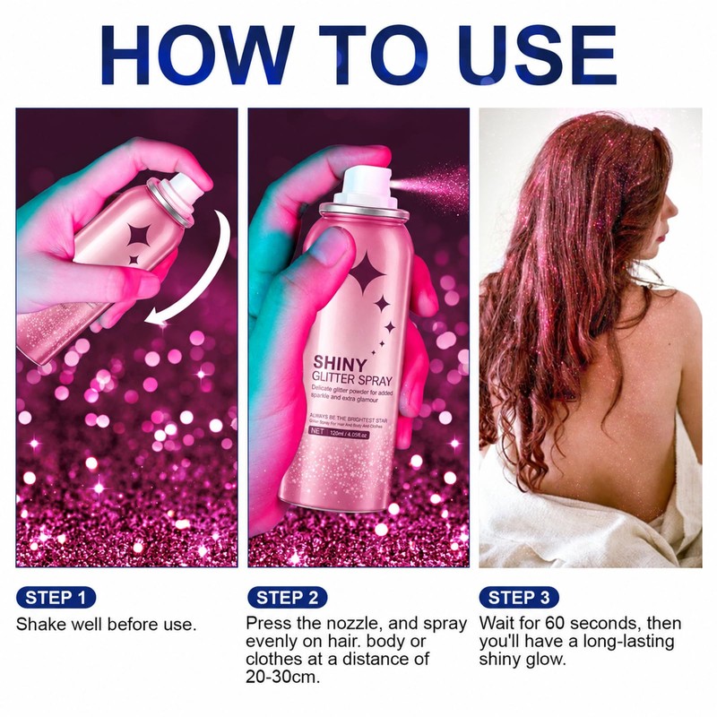 Body Glitter, Body Glitter Spray, Long-Lasting Powder, Suitable for Stage,