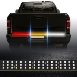 48" Tailgate Light Bar, Aluminum Frame Triple Row LED Tailgate Light Strip for Trucks with Red Running Brake Lights White Reverse Sequential Amber Turn Signal, IP68 Waterproof