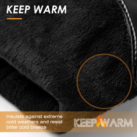 Leather Gloves for Women - Womens Black Leather Winter Gloves, Touchscreen Texting Driving Gloves Women, Warm Fleece Lined Winter Gloves for Women, Thermal Womens Gloves for Cold Weather, Large