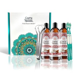 GuruNanda GuruNanda Ashwagandha Oil Pulling with Neem, & Pure Essential Oils - Ayurveda-Inspired Formula for Daily Oral Care - Alcohol & Fluoride Free, 3x8 Fl Oz