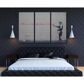 Banksy Canvas Print What We Do in Life Echoes in Eternity Graffiti NYC USA Street Art Banksy Wall Art (3 Piece Large)