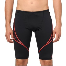 TYR Men's Durafast Elite Solid Jammer Swimsuit, Charcoal/Red, 34
