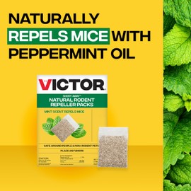 Victor Scent-Away Mouse Repellent Pouches with Peppermint Oil - Natural Rodent Repeller for Indoor and Outdoor Use, 10 Pack M805B-2SR