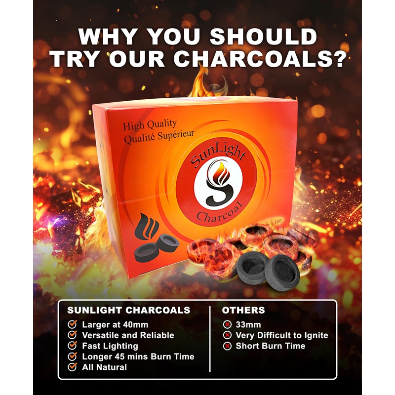Sunlight® Charcoal Tablets for Incense – Quick Light Coal Tablets