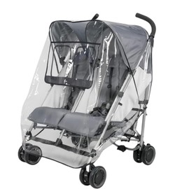 Double Stroller Rain Cover, Universal Double Stroller Cover for Side by Side Stroller, Food Grade EVA Material, Odorless, Dual Ventilation Window, Twins Stroller Cover for Wind/Snow/Dust/Rain
