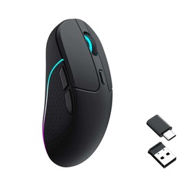 Keychron M3 Wireless Mouse, PAW3395 Sensor with Programmable Macro Button 26,000 DPI Supports 2.4 GHz/Bluetooth 5.1, 79g Ultra-Light Ergonomic Design Up to 70 Hours Using for PC Mac Laptop - Black