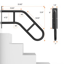 Handrails for Outdoor Steps ，22.8" Stair Railing Indoor1-3 Step, U-Shaped Safety Handrails for Kids, Elderly, Pregnant Women, Disabled(Upgraded U-Shaped handrail)