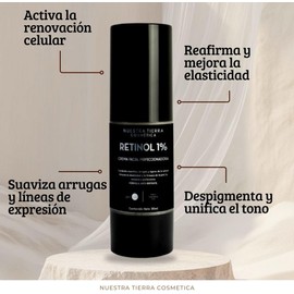 Nuestra Tierra Cosmetica Retinol 1% Crema Facial Perfeccionadora, Anti-Edad y Anti-Arrugas, para Todo Tipo de Piel, 30ml