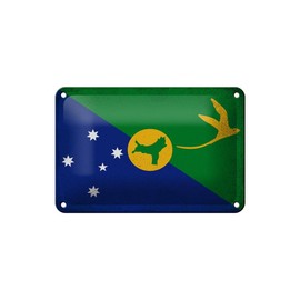 mrdeco Metall Schild 12x18cm gewölbt Weihnachtsinsel Flag Vintage Schild