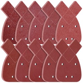 KONGMING Mouse Velcro Sandpaper Pack of 100 Grit 40 60 80 100 120 180 240 320 400 600 Grit Sanding Sheets with Extra 2 Tips for Triangle Sanders