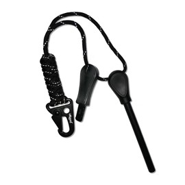 Oqard Reflective Paracord Fire Starter with Clip Hook - Black