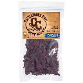 Cattleman's Cut Peppered Beef Jerky 10 Ounce Premium Steak High Protein Snack